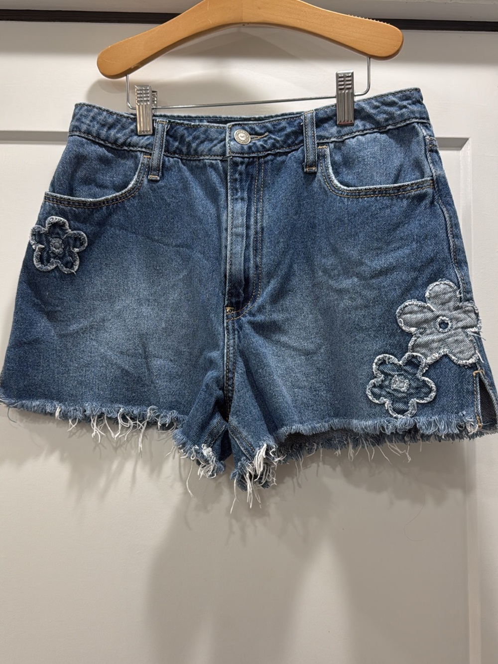 Hollister Blue Denim Floral Appliqué Shorts